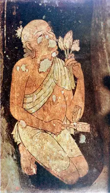 Painting of a Buddhist monk from the Ajanta cave temples, India, 5th-6th century