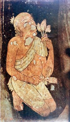 Painting of a Buddhist monk from the Ajanta cave temples, India, 5th-6th century