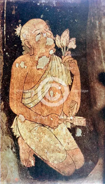 Painting of a Buddhist monk from the Ajanta cave temples, India, 5th-6th century. Artist: Unknown