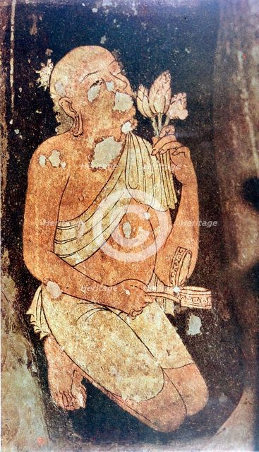 Painting of a Buddhist monk from the Ajanta cave temples, India, 5th-6th century. Artist: Unknown