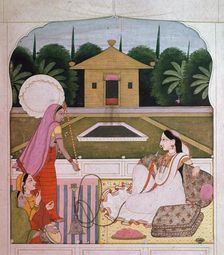 Painting of a princess listening to female musicians