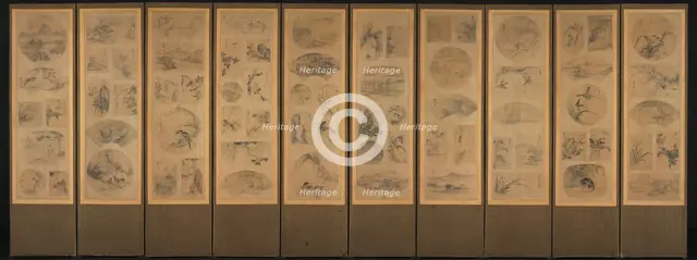 Painting of One Hundred Themes (obverse), late 1800s. Creator: Unknown.