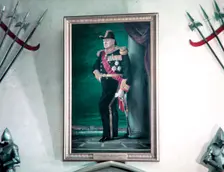 Painting of Winston Churchill in military uniform, c1955. Creator: Arthur Charles Kirby Ware