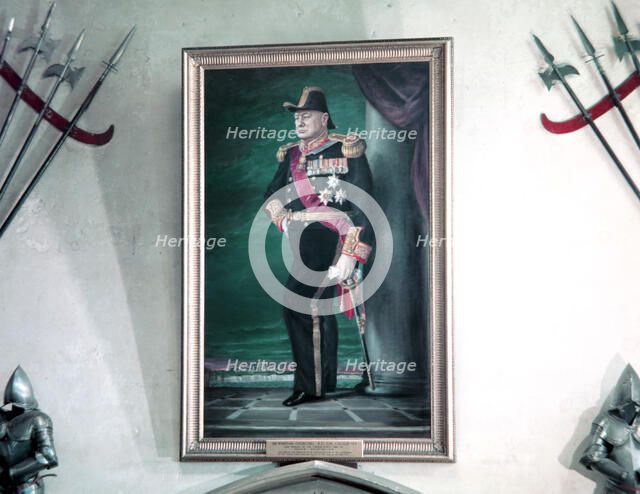 Painting of Winston Churchill in military uniform, c1955. Creator: Arthur Charles Kirby Ware.