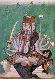 Painting of the god Siva with attributes