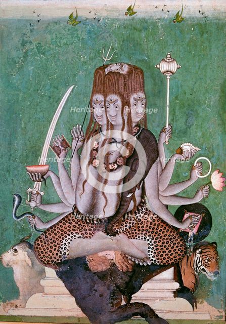 Painting of the god Siva with attributes. Artist: Unknown