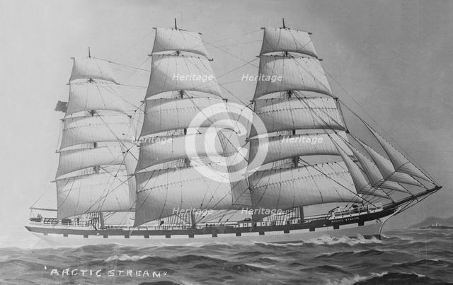 Painting of three masted cargo schooner 'Arctic Stream'. Creator: Kirk & Sons of Cowes.