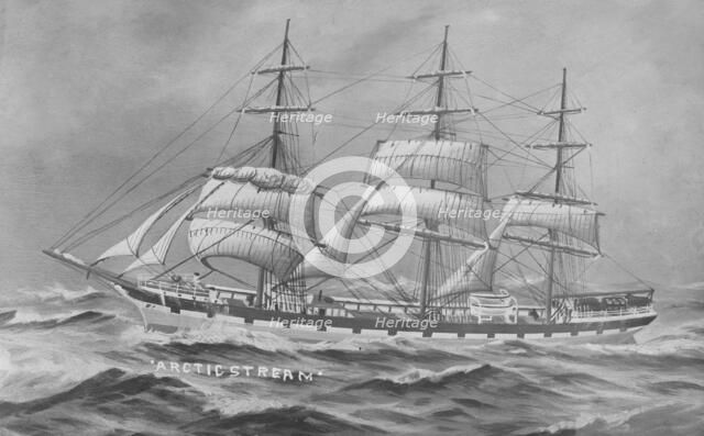Painting of three masted cargo schooner 'Arctic Stream'. Creator: Kirk & Sons of Cowes.
