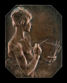 Painting (La peinture) [obverse], 1897. Creator: Alexandre Louis Marie Charpentier