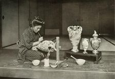 Painting Pottery for Export 1910. Creator: Herbert Ponting