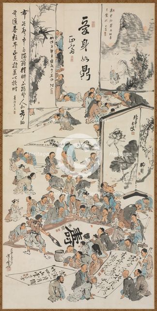 Painting Party, 1880. Creator: Kawanabe Kyosai (Japanese, 1831-1889).