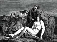 Painting prize - "Finding the Body of Harold" - by Mr. J.C. Hook, 1845. Creator: Unknown