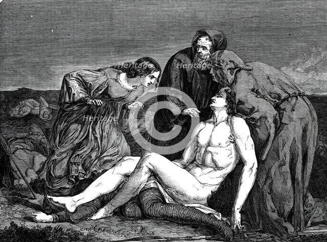 Painting prize - "Finding the Body of Harold" - by Mr. J.C. Hook, 1845. Creator: Unknown.