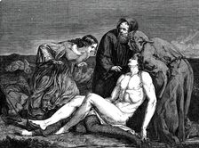 Painting prize - "Finding the Body of Harold" - by Mr. J.C. Hook, 1845. Creator: Unknown