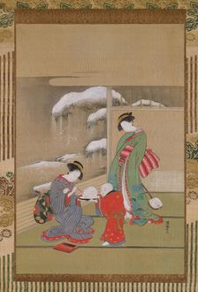 Painting the Eyes on a Snow Rabbit , ca. 1780. Creator: Isoda Koryusai