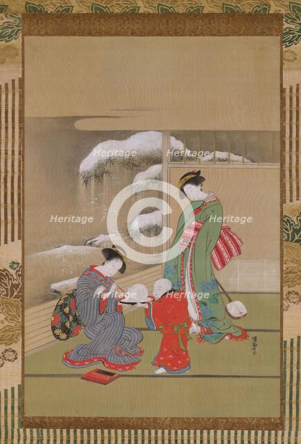 Painting the Eyes on a Snow Rabbit , ca. 1780. Creator: Isoda Koryusai.