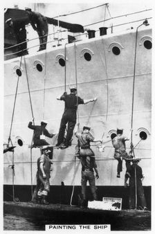 Painting the hull of a ship, 1937