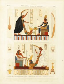 Paintings of two harpers in the tomb of Pharaoh Ramesses III in the Valley of the Kings. From The D Artist: Dutertre, André (1753-1842)