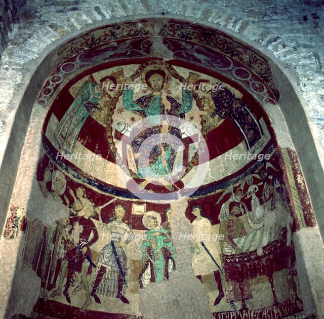 Paintings of the apse of the church of Santa María de Terrassa with Pantocrator.