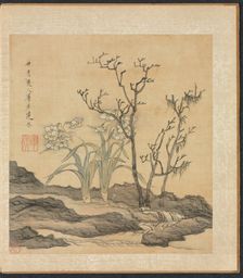 Paintings after Ancient Masters: Narcissus and Bare Trees, 1598-1652. Creator: Chen Hongshou (Chinese, 1598/99-1652)