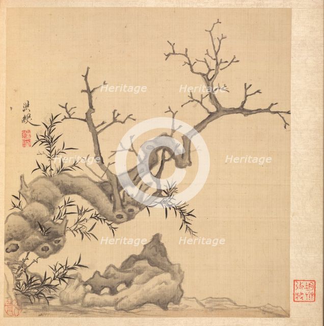 Paintings after Ancient Masters: Rock, Old Tree, and Bamboo, 1598-1652. Creator: Chen Hongshou (Chinese, 1598/99-1652).