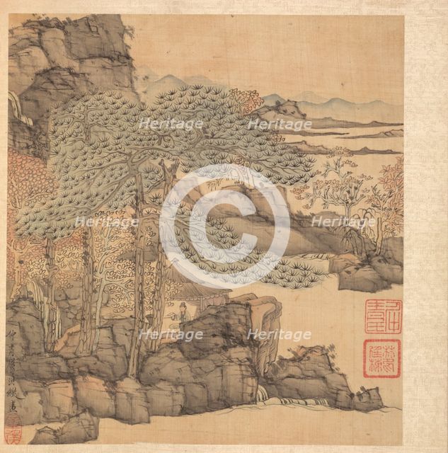 Paintings after Ancient Masters: Scholar Reading in a Thatched Hut by a Waterfall, 1598-1652. Creator: Chen Hongshou (Chinese, 1598/99-1652).