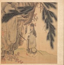 Paintings after Ancient Masters: Scholar with Staff and Brush, 1598-1652. Creator: Chen Hongshou (Chinese, 1598/99-1652)
