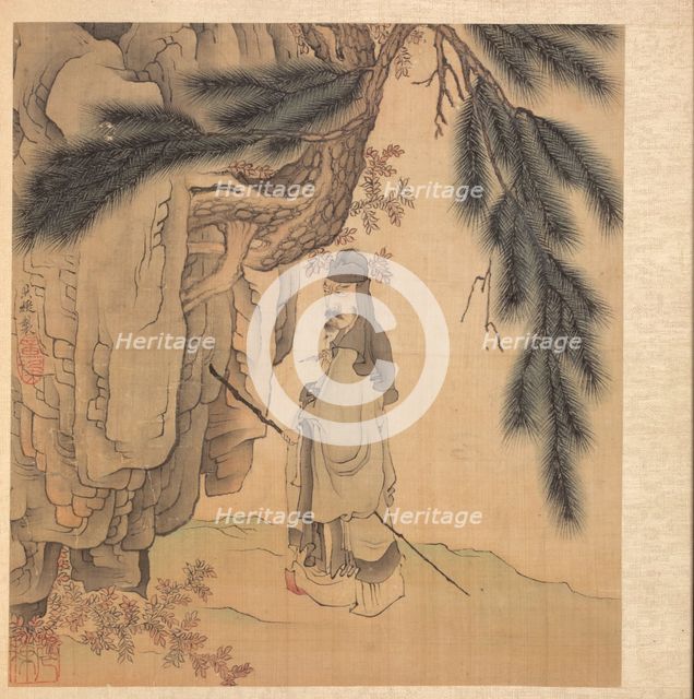 Paintings after Ancient Masters: Scholar with Staff and Brush, 1598-1652. Creator: Chen Hongshou (Chinese, 1598/99-1652).