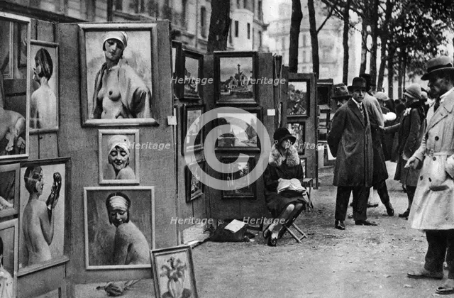 Paintings for sale, Paris, 1931.Artist: Ernest Flammarion