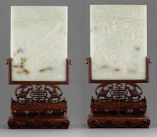 Pair of table screens, 19th century. Creator: Unknown