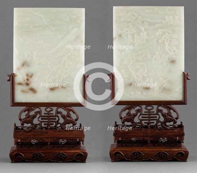 Pair of table screens, 19th century. Creator: Unknown.
