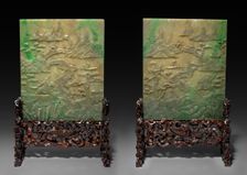 Pair of Table Screens with Stands, 1644-1912. Creator: Unknown