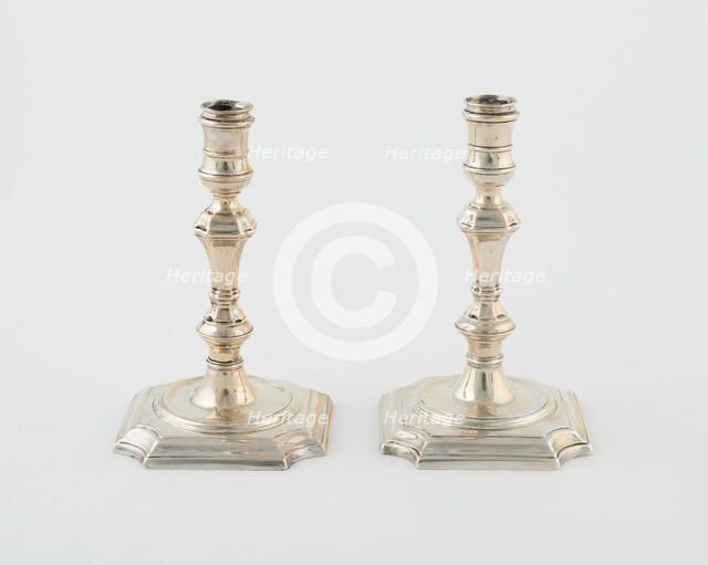 Pair of Taper Holders, England, 1723/24. Creator: Matthew Cooper.