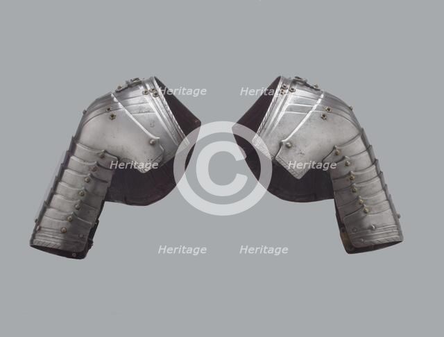 Pair of Tournament Pauldrons (Shoulder Defenses), German, Augsburg, ca. 1500. Creator: Lorenz Helmschmid.