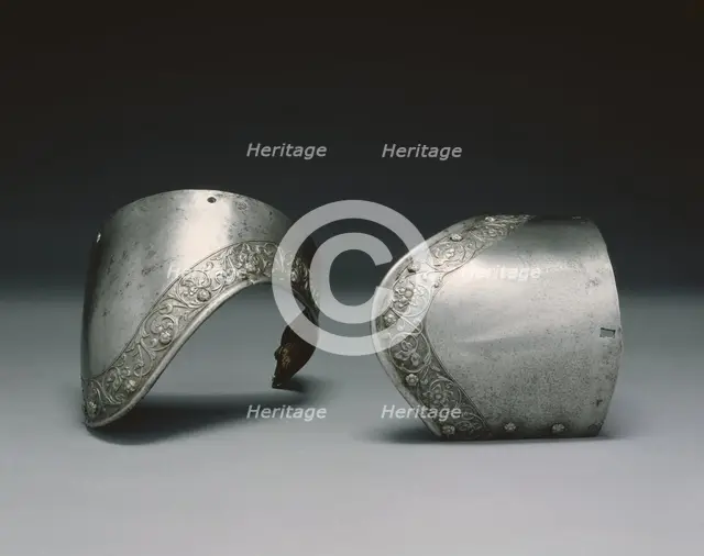 Pair of Upper Arm Canons, 1800s. Creator: Negroli Workshop (Italian, c. 1500-1561), attributed to.