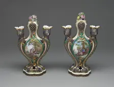 Pair of Vases (Pots Pourris à Bobèches), Sèvres, c. 1759. Creators: Sèvres Porcelain Manufactory, Jean-Claude Deplessis, André-Vincent Vieillard