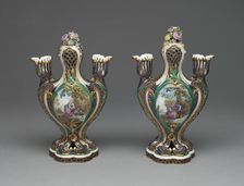 Pair of Vases (Pots Pourris à Bobèches), Sèvres, c. 1759. Creators: Sèvres Porcelain Manufactory, Jean-Claude Deplessis, André-Vincent Vieillard