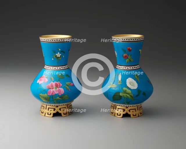 Pair of Vases, Stoke-on-Trent, c. 1870. Creator: Christopher Dresser.
