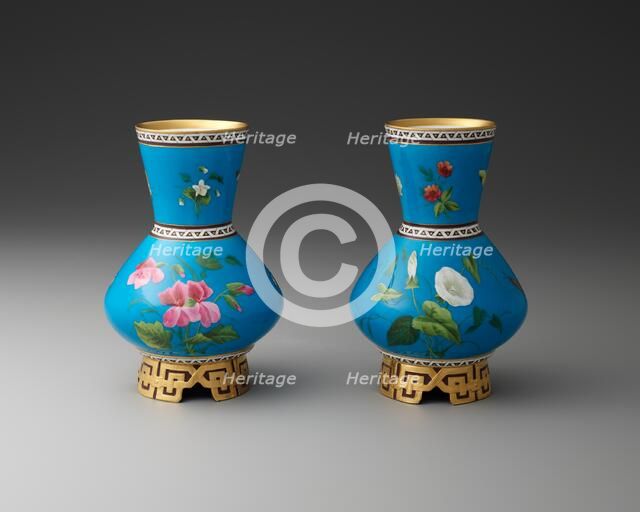 Pair of Vases, Stoke-on-Trent, c. 1870. Creator: Christopher Dresser.