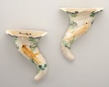 Pair of Wall Pockets, Staffordshire, 1770/80. Creator: Staffordshire Potteries