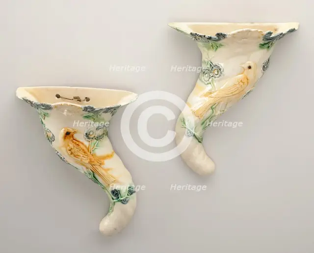 Pair of Wall Pockets, Staffordshire, 1770/80. Creator: Staffordshire Potteries.