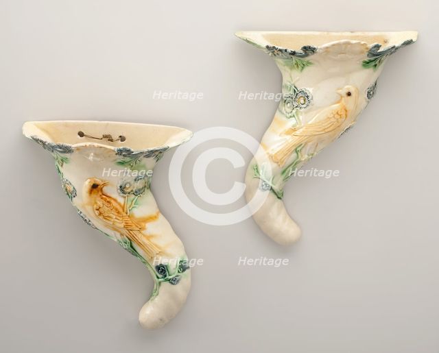 Pair of Wall Pockets, Staffordshire, 1770/80. Creator: Staffordshire Potteries.