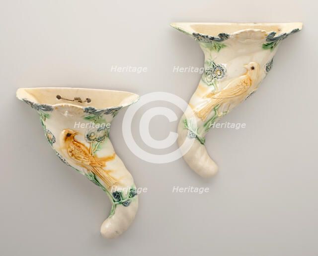 Pair of Wall Pockets, Staffordshire, 1770/80. Creator: Staffordshire Potteries.