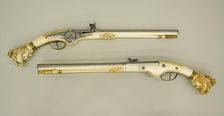 Pair of Wheellock Pistols, Dutch, Maastricht, ca. 1655-65. Creator: Unknown