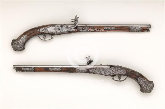 Pair of Wheellock Pistols, Italian, Brescia, mid-17th century. Creators: Giovan Antonio Gavacciolo, Giovanni Lazzarino Cominazzo.