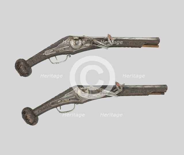 Pair of Wheellock Pistols, Nuremberg, c. 1570. Creator: Unknown.