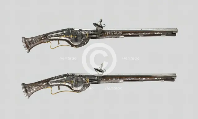 Pair of Wheellock Pistols, Rhineland, 1620/30. Creator: Unknown.