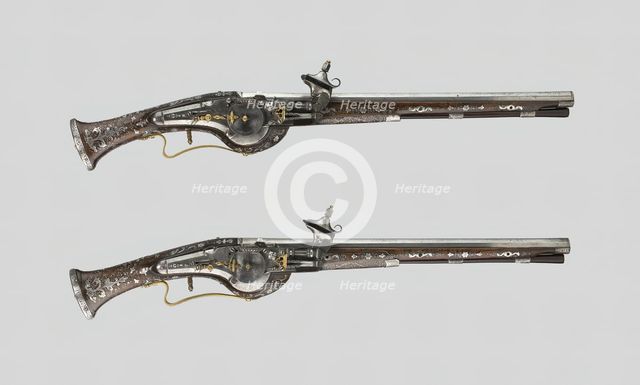 Pair of Wheellock Pistols, Rhineland, 1620/30. Creator: Unknown.