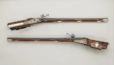 Pair of Wheellock Rifles Made for Emperor Leopold I (1640-1705), Bohemian, Prague, c1670-80. Creator: Caspar Neireiter
