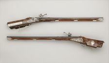Pair of Wheellock Rifles Made for Emperor Leopold I (1640-1705), Bohemian, Prague, c1670-80. Creator: Caspar Neireiter